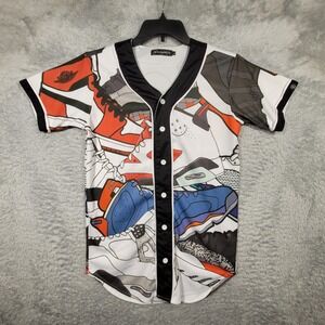 Mr Bao Long Miss GO Kids Sneakers Print Button Up Jersey Shirt Size L